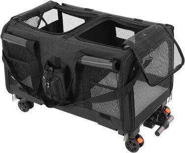 Транспортна переноска для котів та маленьких собак, 60x40x45 см, чорна, складна