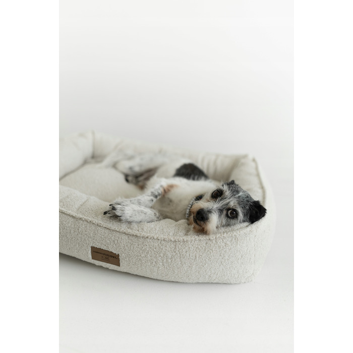 Преміум лежак Boucle Ecru — 60x50 см — для собак та котів (йорк, мальтезе)