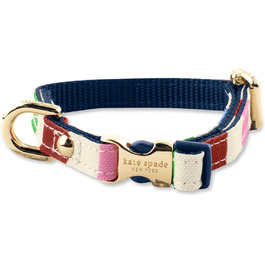 Оригінальний нашийник для собак Kate Spade Adventure Stripe, регульований, з золотистою металевою пряжкою, для маленьких собак, унісекс