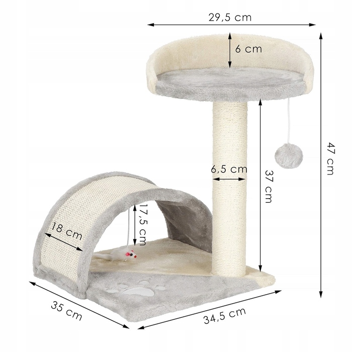 Високий кігтеточка-комплекс з лежаком та стовпчиком, котяча вежа Springos до 60 см