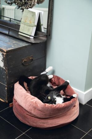 Корзина для кота Lotte Fluco, оксамит, рожева, 45x45x35 см