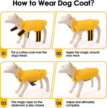 Зимовий теплий одяг для собак CITE TOILE - куртка з флісу для собак, з отвором для шлейки, жовта (M)