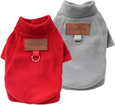 Флісові пуловери для собак (2/3 шт.) - теплі, м'які, з ролетним коміром, для маленьких собак, кошенят, тепла зимова одяг для домашніх тварин (A-Сірий, Червоний, L)