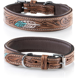 Стильний шкіряний нашийник для собак Джек Рассел від Unikat: ручна робота, м'який, багатокольоровий, з натуральної шкіри буйвола, XL (48-58 см)