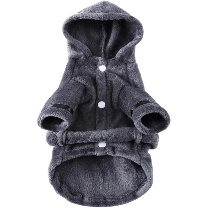 Теплий плюшевий костюм-піжама для собак з капюшоном, осінь-зима. Підходить для Чихуахуа, Мопса, Йоркширського тер'єра. Колір: сірий, розмір: M