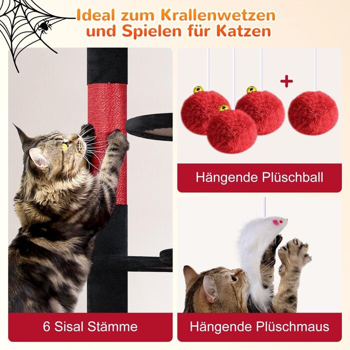 Драбина-будинок для котів Globlazer XXL 209 см з 3 сидіннями, 2 будиночками, 2 кошиками та великою платформою. Стабільна, для 3-5 котів.