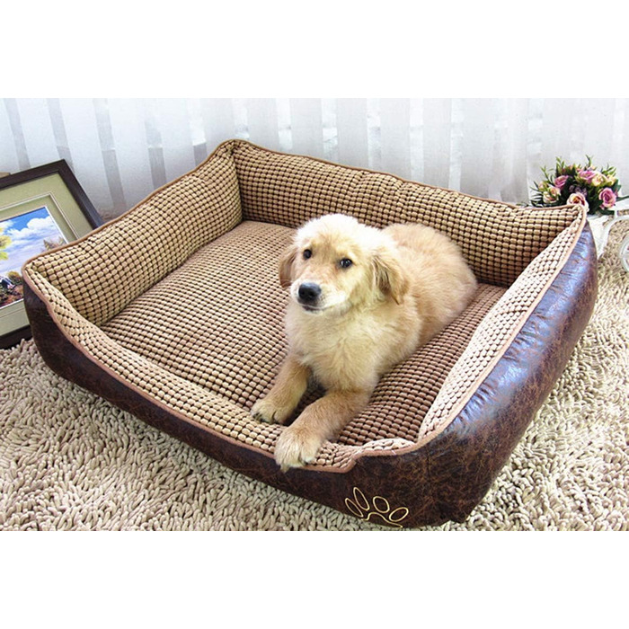 М'яке розкішне ліжко для собак GUOCU з знімним подушкою, водонепроникне, для домашніх тварин, різні розміри, коричневий, XXL (110x80x27 см)