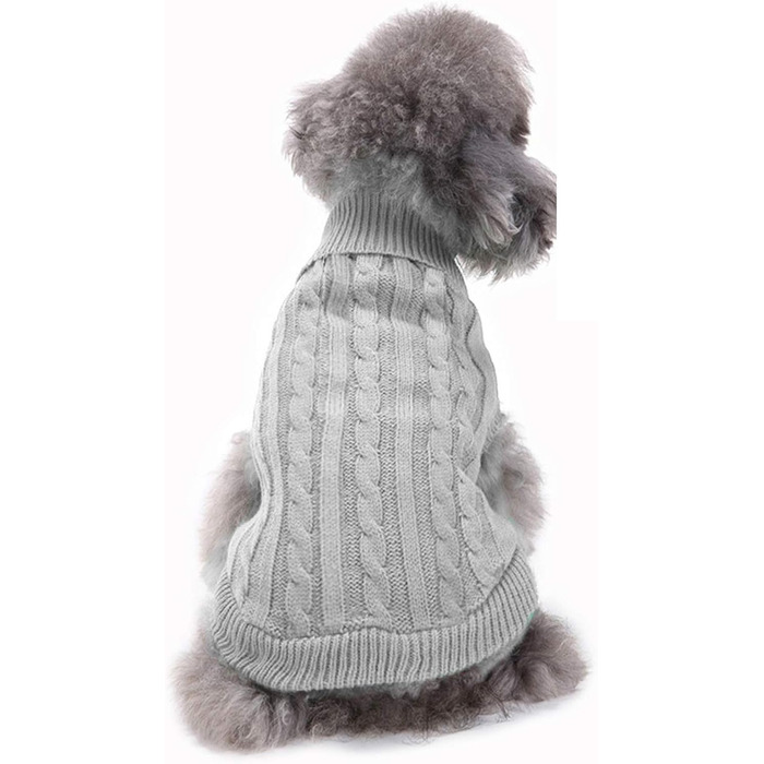 Теплий і зручний собачий светр з ролетним коміром, сірий, розмір M, акрил