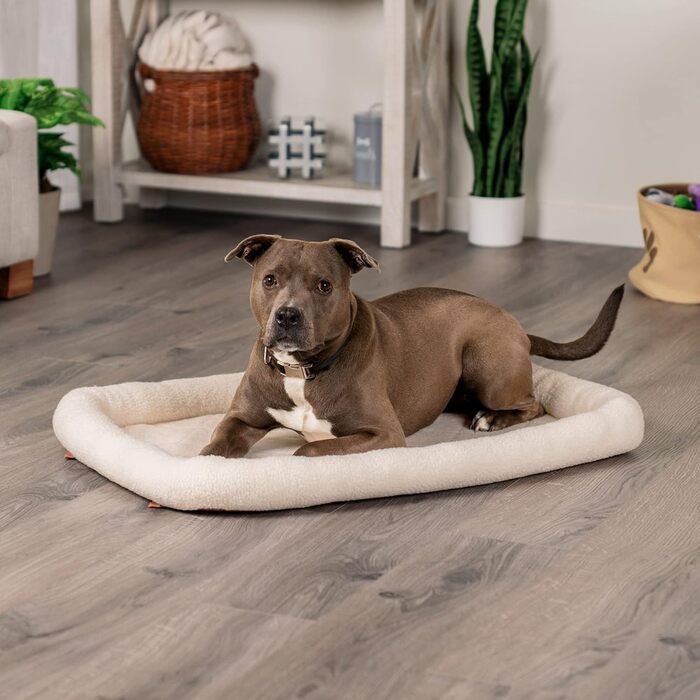 FurHaven Лежанка для собак великих та середніх порід, Sherpa-Fleece, розмір L, 91 x 58 x 7 см, кремовий колір