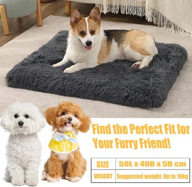 Килимок для собак середніх порід, м'який лежак для собак та котів, 75 x 50 x 8 см, 50 x 40 x 5 см, темно-сірий