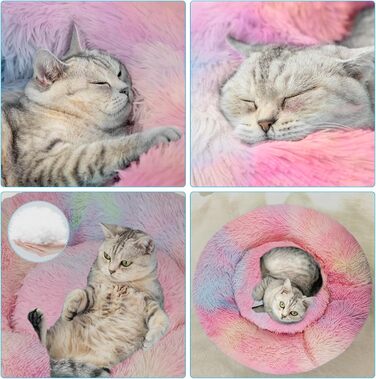 Кругле ліжко для котів та собак, 50 см, Nisrada, з антиковзною основою, кольорове, для тварин