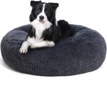 Ортопедичне ліжко для собак, кругле, м'яке, для котів та собак, ліжко-софа, кошик, 80 см, темно-сірий, 80x80x20 см