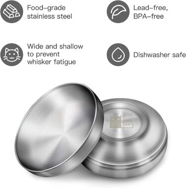 Миски для котів з нержавіючої сталі, широкі та плоскі (2 шт.)