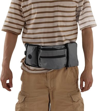 Сумка для корму для собак, поясна сумка, бананка для собак, бананка для тренувань, поліестер, кілька кишень, знімна кишеня для ласощів (сіра)