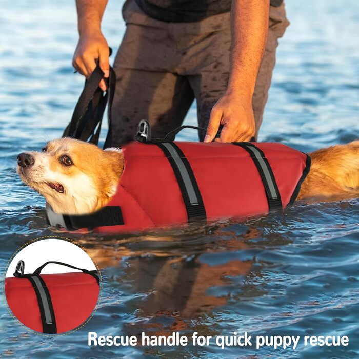 Жилет рятувальний для собак FainFun Orange, для малих та великих, регульований розмір, Ripstop, світловідбивачі, сильний плавучість