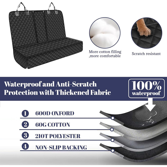 Накладка на сидіння авто для собак, 135x120 см, водонепроникна, з кріпленням, універсальна