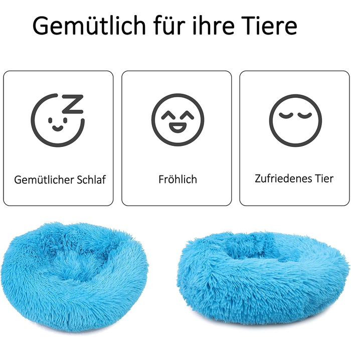 М'яке ліжко для собак та котів Donut 50 см - блакитне, для маленьких та середніх порід
