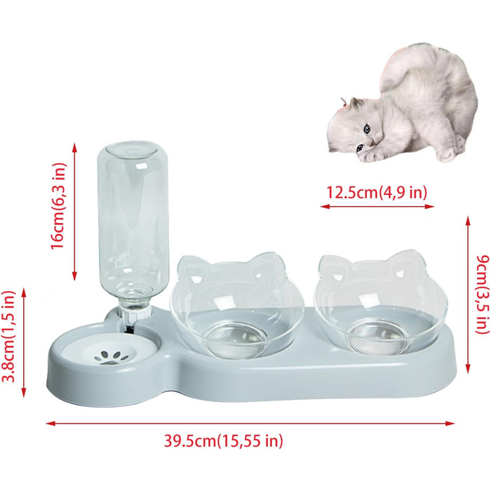 Автоматичний поїльник для котів та собак | Набір мисок з диспенсером води | Безпечний, знімний, BPA-Free (сірий)