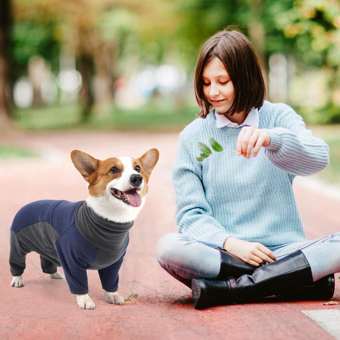 Зимовий теплий халат-комбінезон для собак, флісова куртка для маленьких, середніх та великих собак. Халат-комбінезон для тварин з ніжками, регульований, теплий костюм для собак. Кольори: синій/сірий, розміри: XL, X-Large