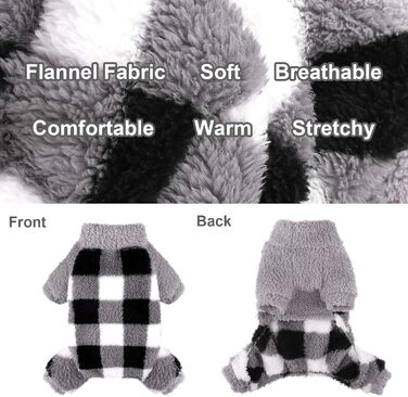 Піжама для собак з коміром-стійкою, флісовий пуловер для собак, зимовий, милий, одяг для маленьких собак, одяг для цуценят, комбінезон для домашніх тварин, чихуахуа, йоркширський тер'єр, одяг для котів (сірий, розмір XS, сірий X-Small)