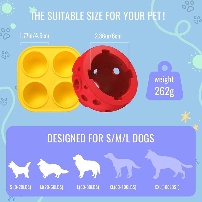 Іграшка для собак Larimuer Schleckball: інтерактивна годівниця-іграшка з силікону (червона)