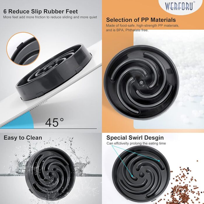 Навчальний миска для собак, повільне годування, анти-заковтування, інтерактивна, безпечна, міцна, екологічна, темно-сіра