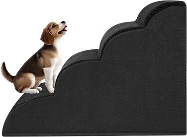 Сходинка для собак та котів Romrol – 4 сходинки, чорний колір, з неслизьким покриттям, з Memory Foam, для захисту суглобів