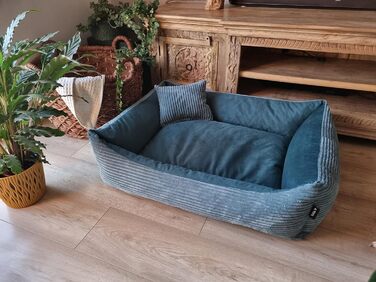 М'яке ліжко для собак 4L Textil Molly, корзина для собак, середні породи, 100x80 см, колір: бірюзовий