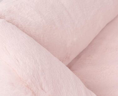 Ортопедичне ліжко для собак Knuffelwuff з м'якого штучного хутра, розмір M-L, 85 x 63 см | Знімний чохол | Практичне прання | Для великих, середніх та маленьких собак (рожеве)