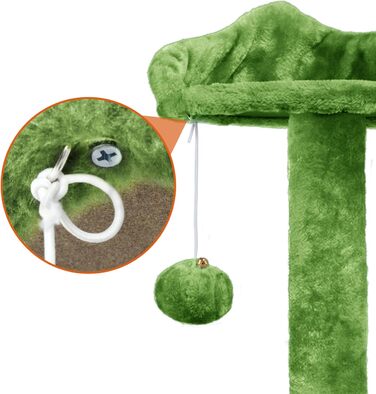 Yaheetech Когтеточка для котів, стійке котяче дерево 137 см, зелена, ігровий комплекс для котів