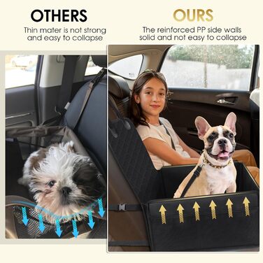 Автомобільний лежак для собак Mozvvco - стабільний, водонепроникний, для заднього та переднього сидіння, чорний