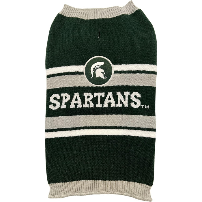 Теплий светр для собак NCAA Michigan State Spartans, розмір S, в'язаний пуловер з логотипом команди, для великих і малих собак