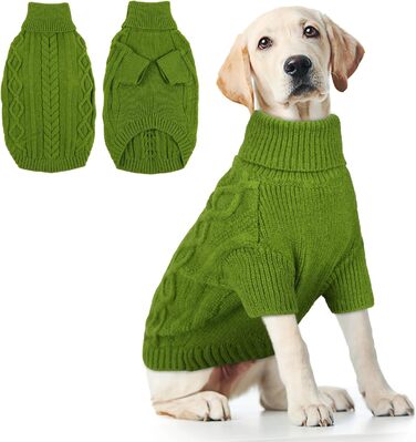 Теплий в'язаний пуловер для собак великих порід Hjumarayan, зелений XXL (обхват грудей 70 см, довжина спини 52 см)