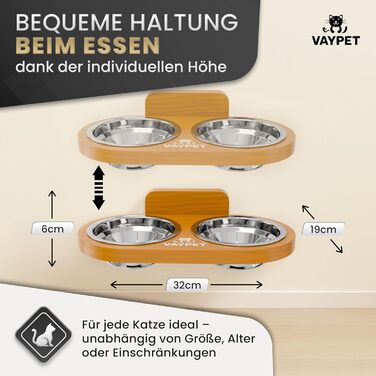 Підвісний годівниця для котів VAYPET® з нержавіючої сталі, білий дуб, без свердління