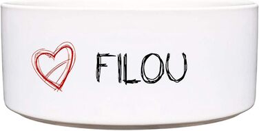 Керамічна миска для собак з іменем ︎ Персоналізована миска для корму та води (серце) - 1300 мл
