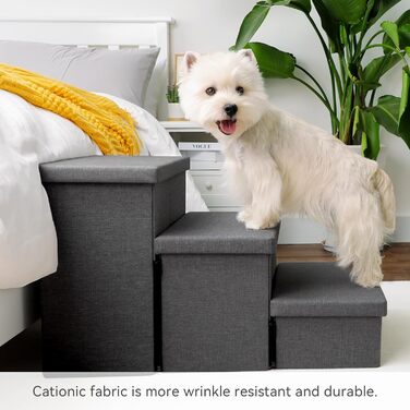 Сходинки для собак, 58,4 см, 4-ступеневі широкі сходинки для високих ліжок, вікон, складаються для зберігання, сходинки для домашніх тварин, подарунок для маленьких/середніх/великих літніх собак та котів (3 сходинки без помешкання (78,9 см Д x 43,2 см Ш x