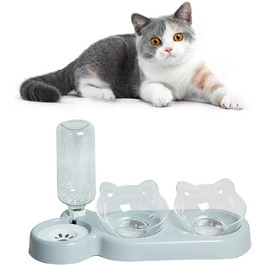 Автоматичний поїльник для котів та собак | Набір мисок з диспенсером води | Безпечний, знімний, BPA-Free (сірий)