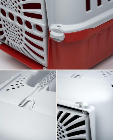 Транспортний бокс для собак Lionto з міцного переробленого пластику, 55x36x36 см, з практичним замком та ручкою, підходить для котів та дрібних тварин, для тварин до 15 кг, сірий