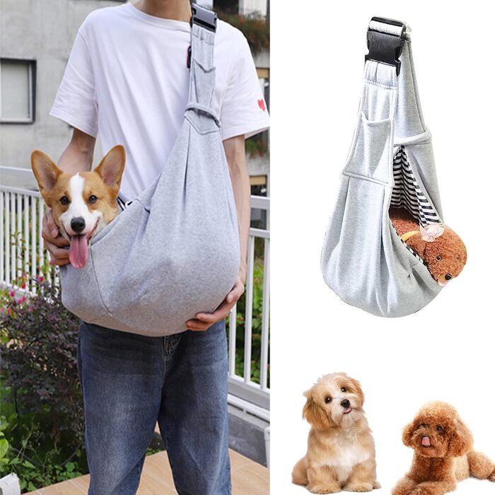 Сумка-слінг для тварин, переноска для котів та собак, зручна переноска на плечі (сірий)