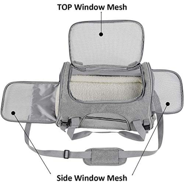 Транспортна переноска для собак та котів, складана, з м'якою підстилкою, з плечовим ременем, Oxford тканина