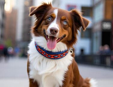 Нашийник для собак BUDDYPACK, широка та м'яка модель з неопреновим наповнювачем, розмір XXS-XL (кольоровий на синьому, XS/S (35-40 см))