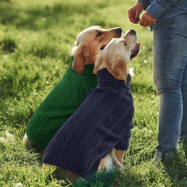 Теплий в'язаний пуловер для собак маленьких порід Queenmore (S, темно-синій)