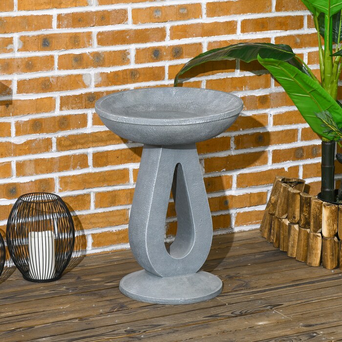 Outsunny Bird Bath Ванна для птахів з підставкою в кам'яному вигляді, годівниця для птахів, ванна для диких птахів для саду та балкона, сіра, 51см| Аосом