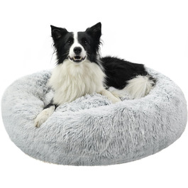 Плюшева лежанка-подушка для собак, сіра, 120 x 120 см