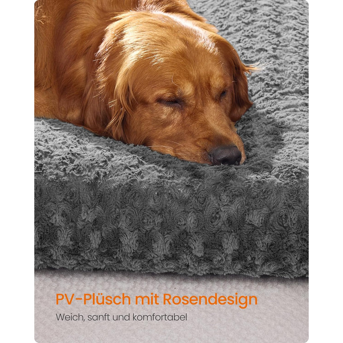 Ліжко для собак Feandrea XL, м'яке, для великих собак, 110 x 73 см, сірий, PGW293GN01