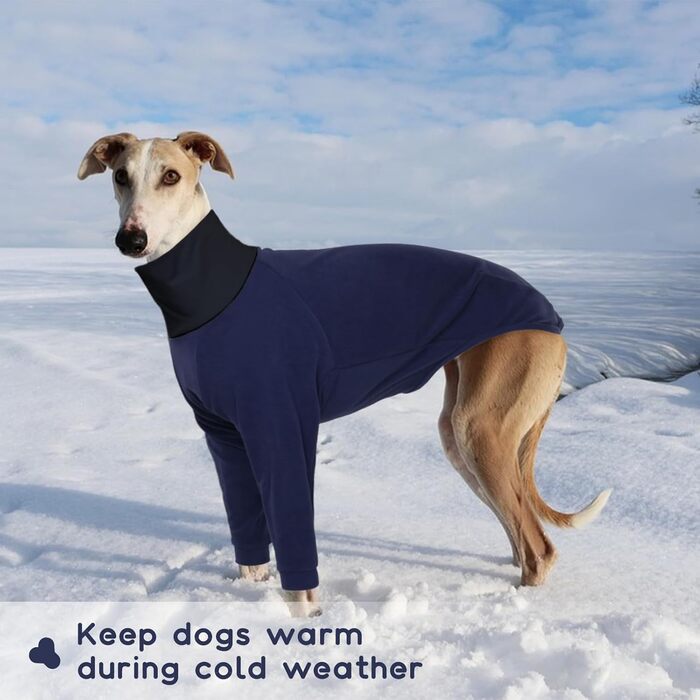 Теплий плед для породистих собак: Віппет, Грейхаунд, інші породи. Плед-піжама, темно-синій, розмір S