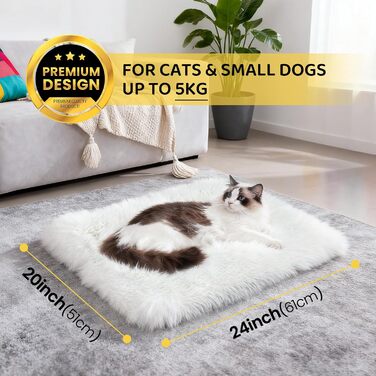 М'яке ліжко для котів, 60x45 см, плюшеве, для котів та маленьких собак, 2 в 1, тепле гніздо, ліжко-мішок, ковдра для котів, миється, зручне, 61x51x3 см