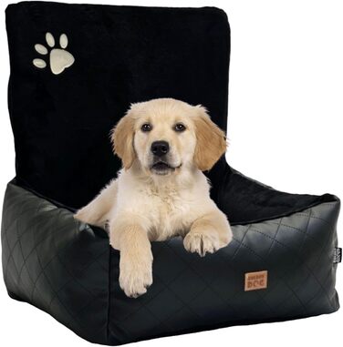 Автомобільний лежак для собак Golden Dog з ременем безпеки, 73 x 56 см, шкірозамінник, чорний