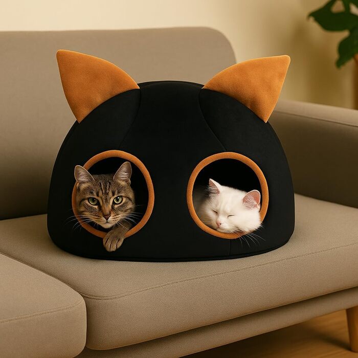 Котяча хатинка XXL 49,5×49,5×41 см – м'який і теплий будиночок для котів з праним матрасом, ідеальне місце для відпочинку, котяче наметове укриття для дому