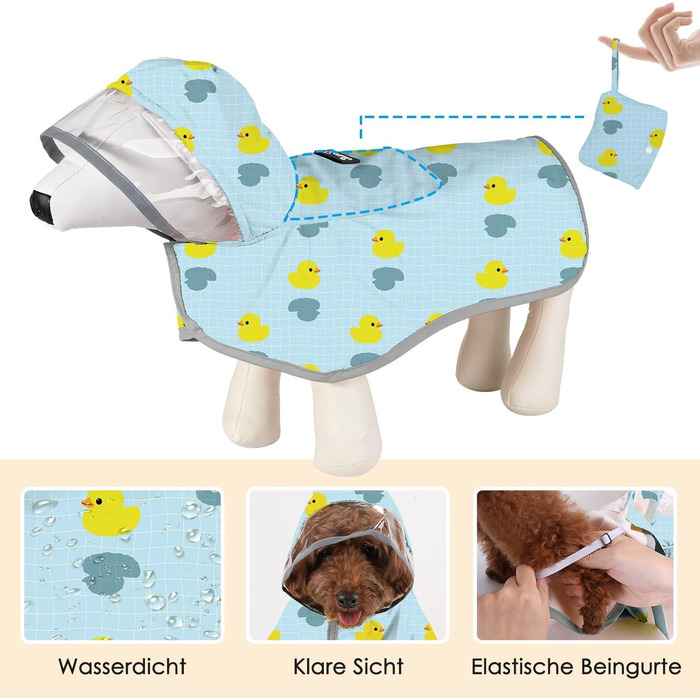 Водонепроникна дощовик для собак SowTon з капюшоном, XL, качка